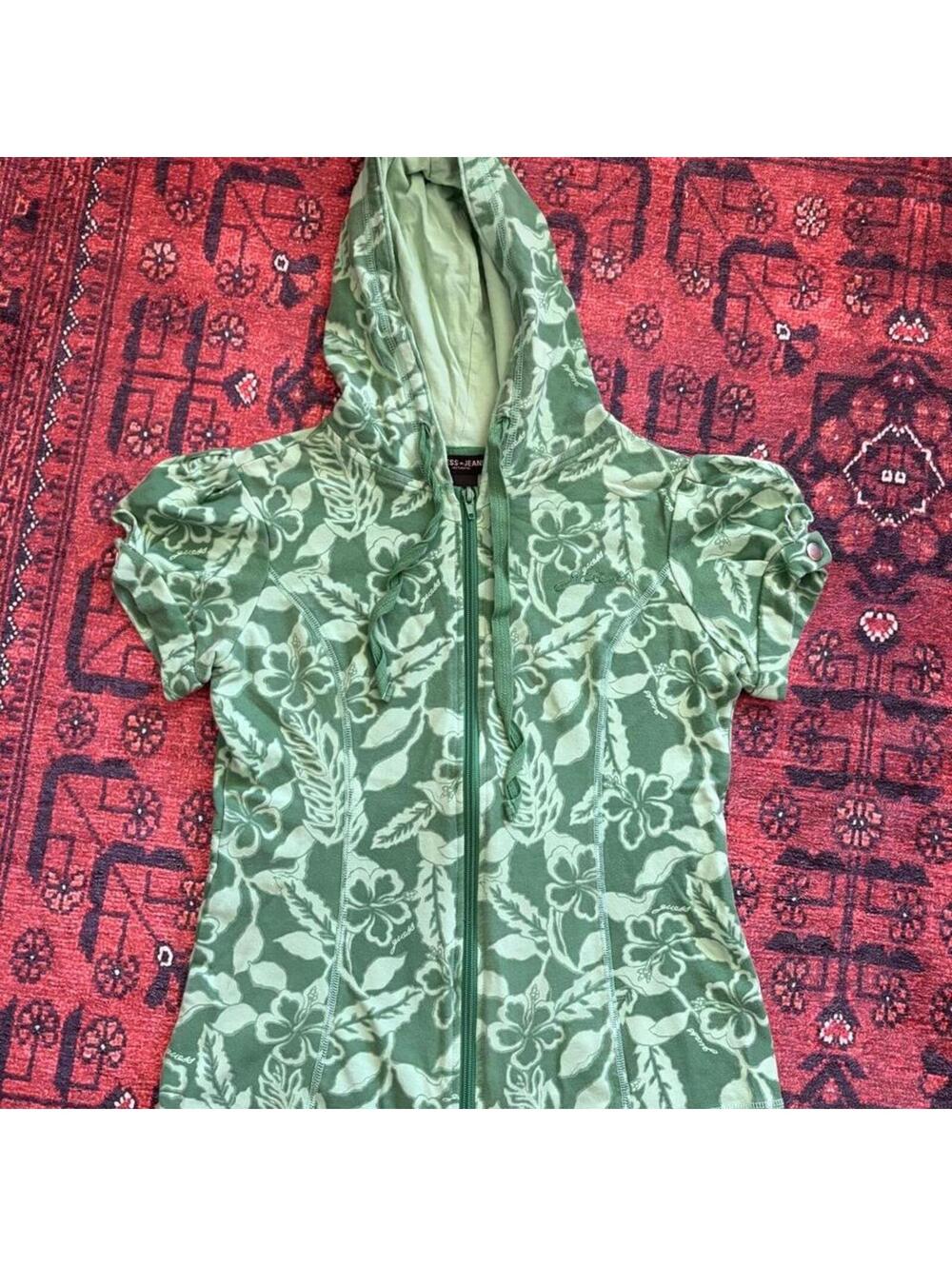 VINTAGE GUESS JEANS FLORAL ZIP UP HOODIE